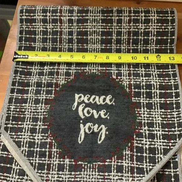 Holiday Table Runner Gray w white,red and green. 70” long - Picture 4 of 7